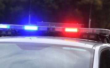 MOTORCYCLIST RECOVERING AFTER COLLIDING WITH KANGAROO AT NUNDLE