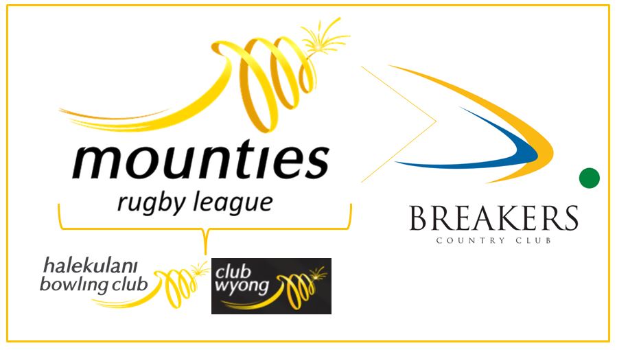 mounties logo, with three other club logos