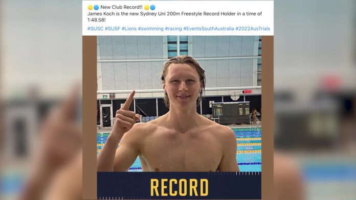 Jimmy Koch sets a record at the Australian Swimming Championships