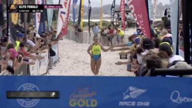 Jemma Smith winning the iconic Coolangatta Gold.