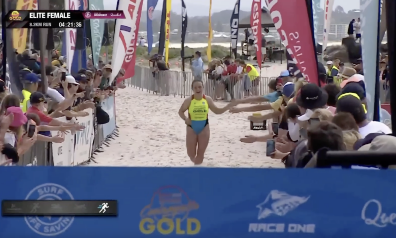 Jemma Smith winning the iconic Coolangatta Gold.