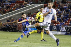 Newcastle Jets take on Melbourne Victory in their nil-all game at McDonald Jones Stadium, Newcastle on Monday the 13th of February, 2017.