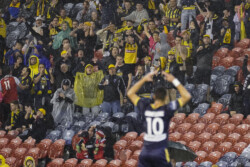 Moresche celebrate his goal in the 19th minute in the match between the Jets & Mariners2022 Jets v Mariners